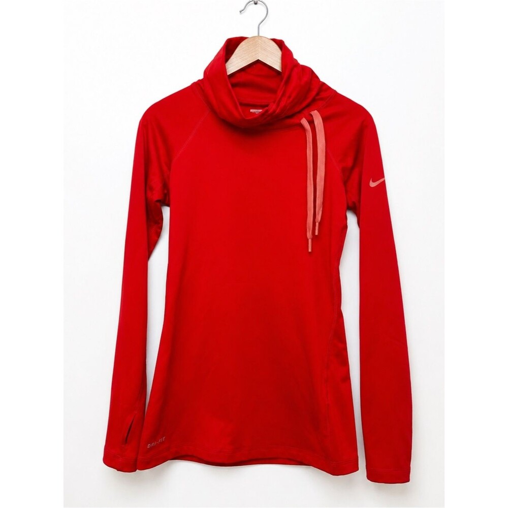 Nike Pro Dri-FIT Orange - Red Cowl Neck Long Sleeve Running Top Size Small